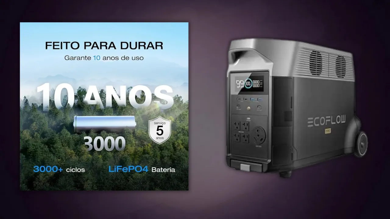 EcoFlow Delta Pro mostrando conexões e painel de controle